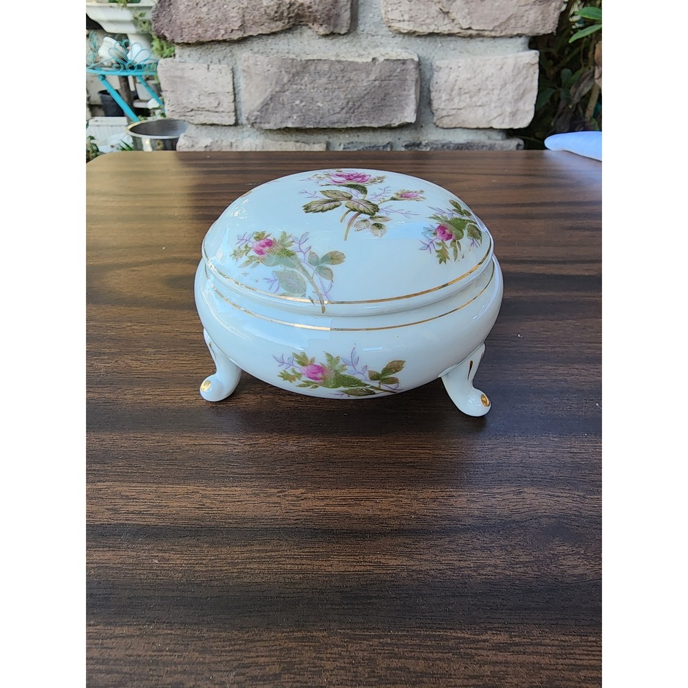 Floral Footed Trinket Box